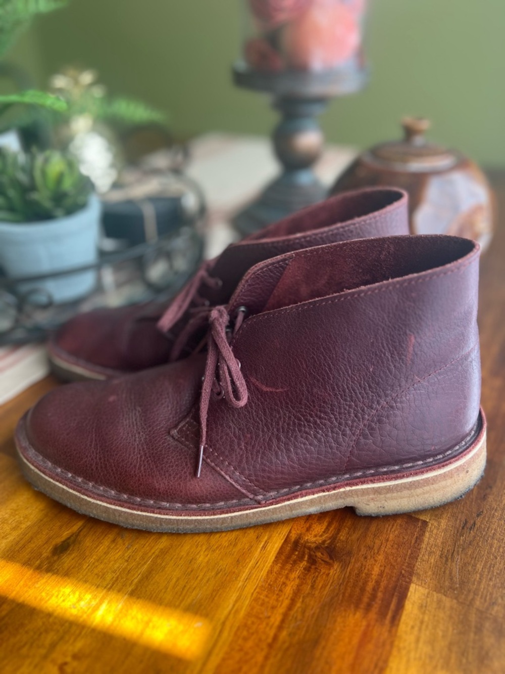Clarks Originals Men's Burgundy Leather Desert Boots